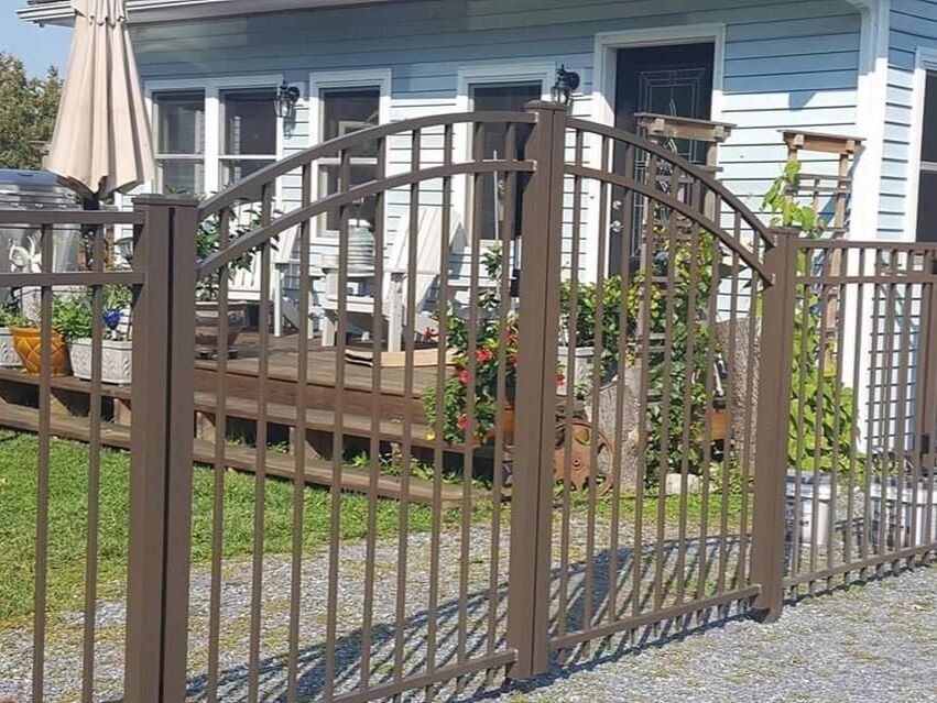Decorative brown aluminum yard gate